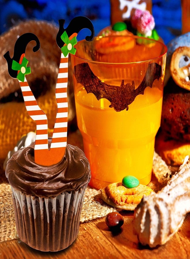 Whaline Halloween Cupcake Toppers Witch Boot Paper Cupcake Decorations for Cupcake Dish Decoration Party Supplies, 30 Pack - Image 4