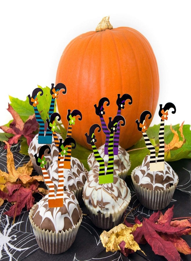 Whaline Halloween Cupcake Toppers Witch Boot Paper Cupcake Decorations for Cupcake Dish Decoration Party Supplies, 30 Pack - Image 5