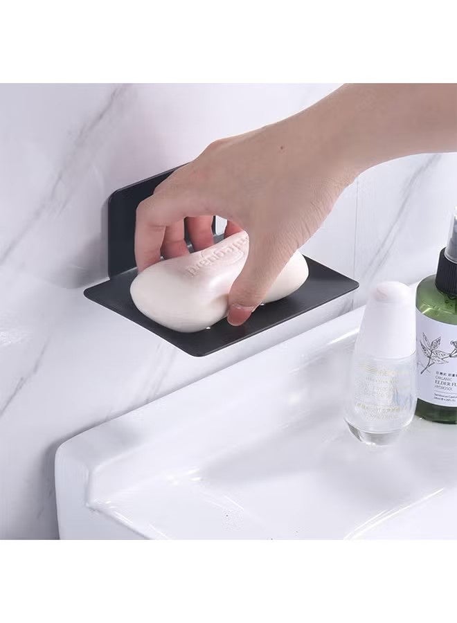 واي جيه 2 PCS شلال صحن الصابون، صينية صابون من الفولاذ المقاوم للصدأ الأسود، شريط لاصق حامل الصابون مع التصريف، وعاء توفير الصابون للحمام/الحمام/المطبخ/أعلى منضدة - Image 4