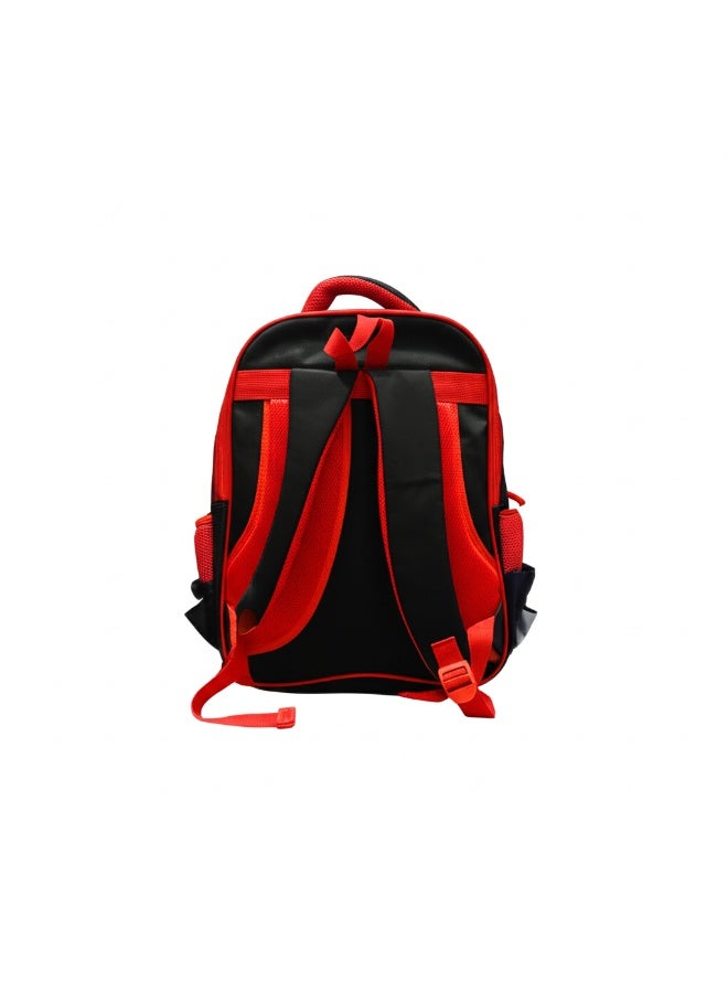 President Floral Print School Backpack Red and Blue Design with Multiple Compartments Water Bottle Holder - Image 2