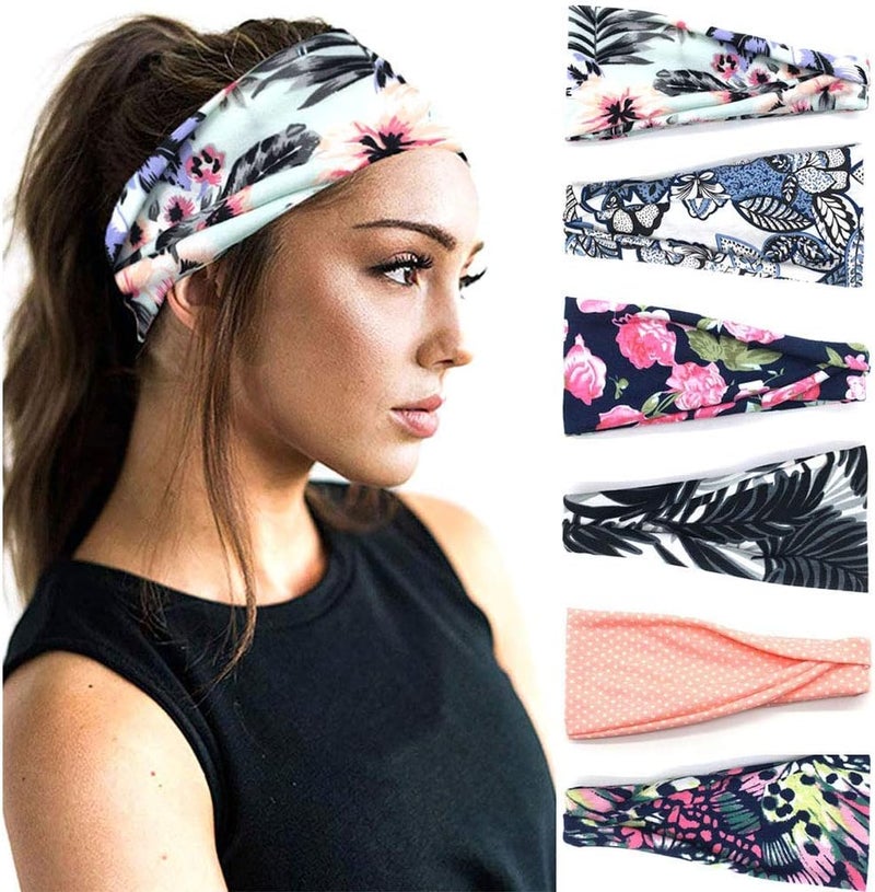 DRESHOW 6 Pack Headbands for Women Vintage Boho Head Wrap Elastic Hair Bands Cute Hair Accessories