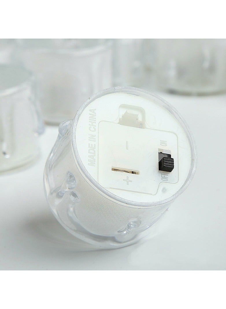 شمعة LED جميلة وفريدة من نوعها بملمس كريستالي، 24 قطعة من الشموع الإلكترونية LED، شمعة شاي مضيئة شفافة من مادة PVC بدون دخان، ضوء ليلي للشموع في جو رومانسي، حفل زفاف، منتجع صحي وفنادق، نذري، زينة طاولة مركزية، حفل زفاف، ذكرى سنوية  - Image 4