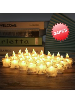 Generic Beautiful and unique crystal texture LED candle light 24 Pieces LED electronic candle Luminous tealight Transparent pvc smokeless Atmosphere candle night light  - Image 2