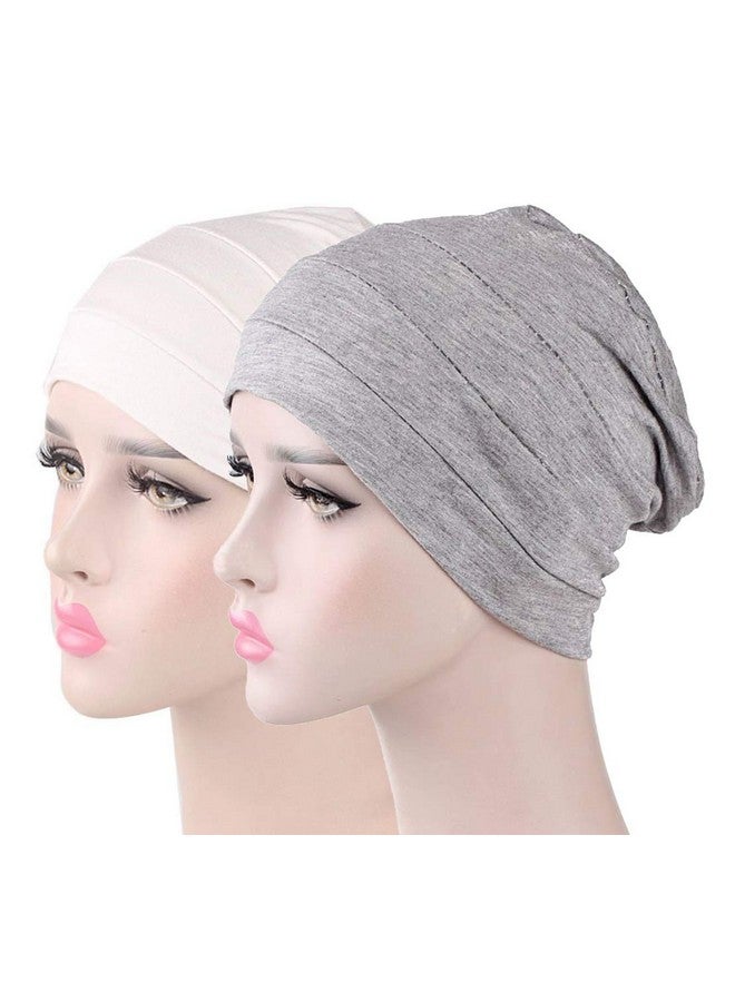 TALE KING Cotton Sleep Bonnets For Women Cotton Beanie Sleep Hat Night Caps For Curly Hair Sleeping Caps For Cancer Patients 2 Pack  - Image 1