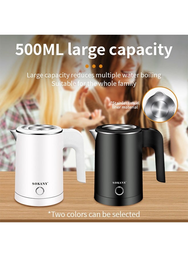 sokany 0.5L Kettle Electric Kettle  600W Concealed Heating Element Double Insulation Fast Boiling Black  - Image 2