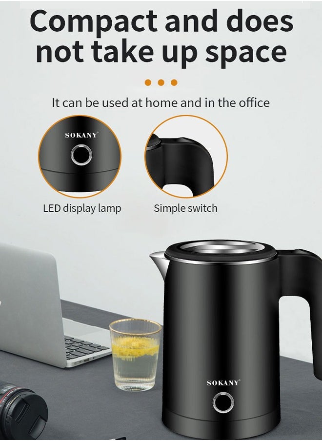 sokany 0.5L Kettle Electric Kettle  600W Concealed Heating Element Double Insulation Fast Boiling Black  - Image 5