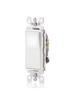 Leviton Leviton + L5613-2W + 15 Amp Decora LED Illuminated Light Wall Switch + 3-Way + White  - Image 2