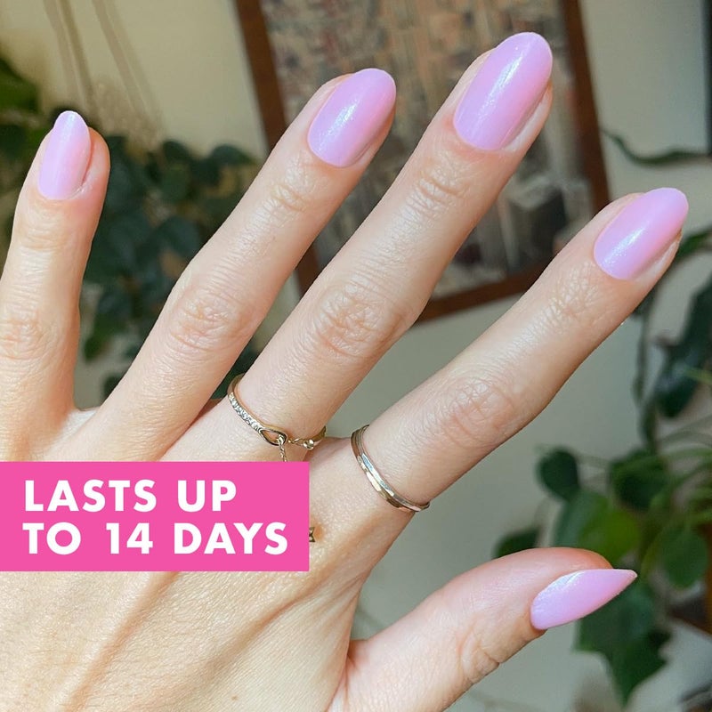 Olive & June Instant Mani Press-On Nails (Glue) | 42 Fake Nails, 21 Sizes | Non-Toxic, Long-Lasting Recycled Materials Realistic Look | Spring Flowers & Patterns | Medium, Oval | Iridescent Pink - Image 3