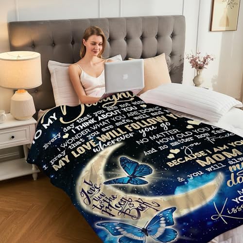 BUUGVIIL Daughter Gifts from Mom, to My Daughter Blanket from Mom, Daughters Birthday Gifts, Christmas Graduation Gifts for Daughter Flannel Throw Blanket 80"x60" - Image 2