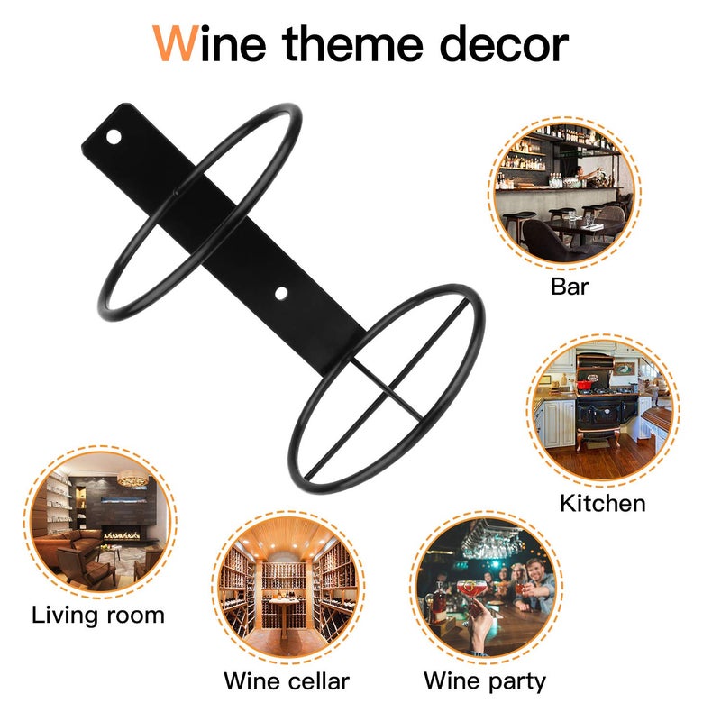 Yimerlen 6 Pcs Spiral Wine Wall Holder  Wall Mounted Wine Rack  Metal Wine Bottle Display Holder for Wine Storage Wall Wine Theme Decor  Black (Upward Style) - Image 4
