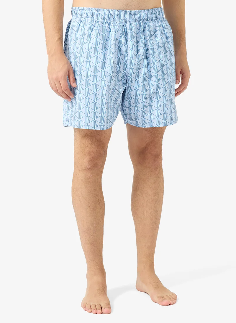 LACOSTE Monogram Print Swim Trunks