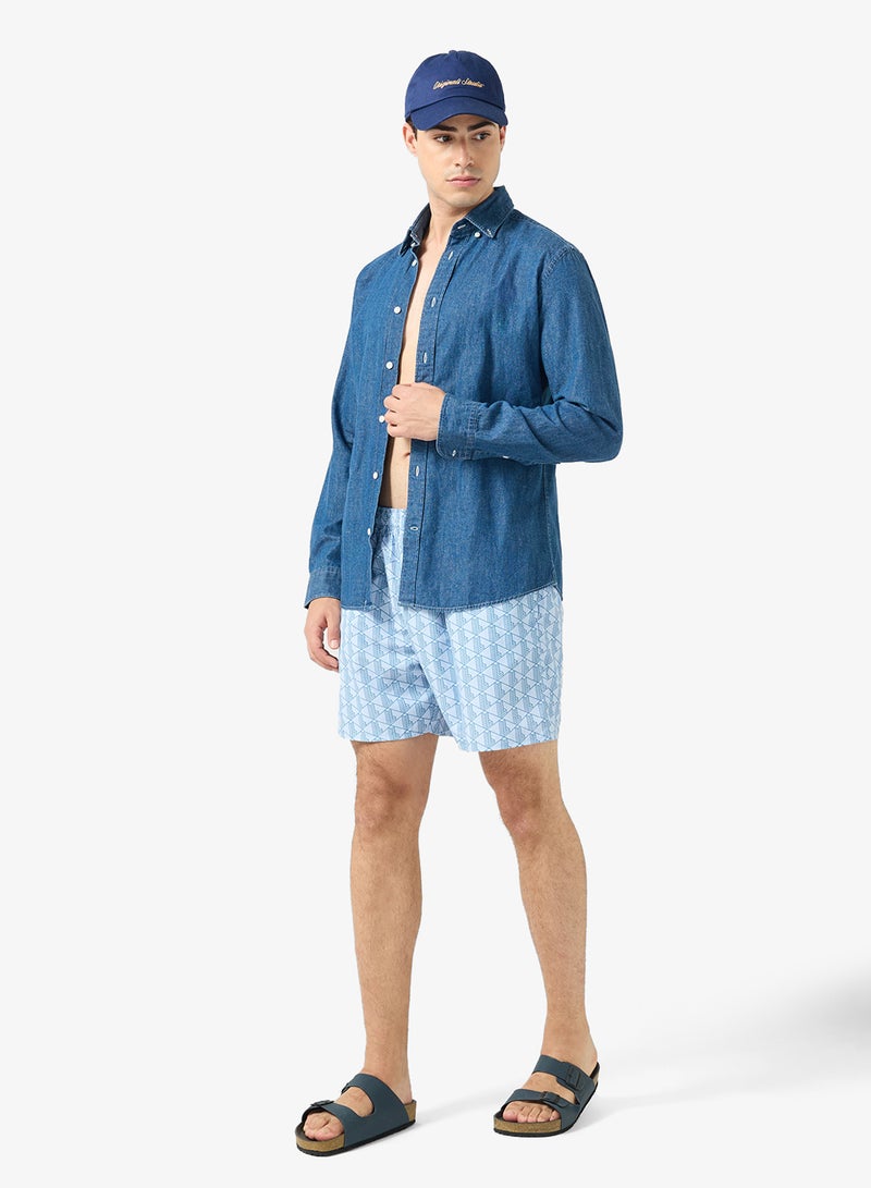 LACOSTE Monogram Print Swim Trunks - Image 2