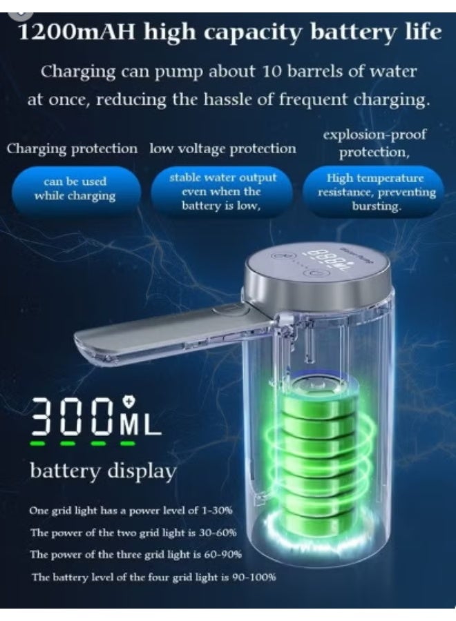 Folding Electric Water Pump Dispenser Electric Touch Screen Wireless Portable Water Pump 3 Quantitative Settings Drinking Water Pump Portable Multipurpose Dispenser for Home Office Camping - Image 2