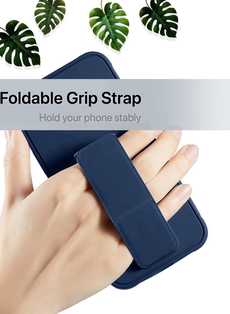 Wtech Hand Grip Foldable Magnetic Kickstand Wrist Strap Finger Grip With Built-in Iron Case Cover For Honor 200 Lite 5G 2024 Navy Blue - Image 2