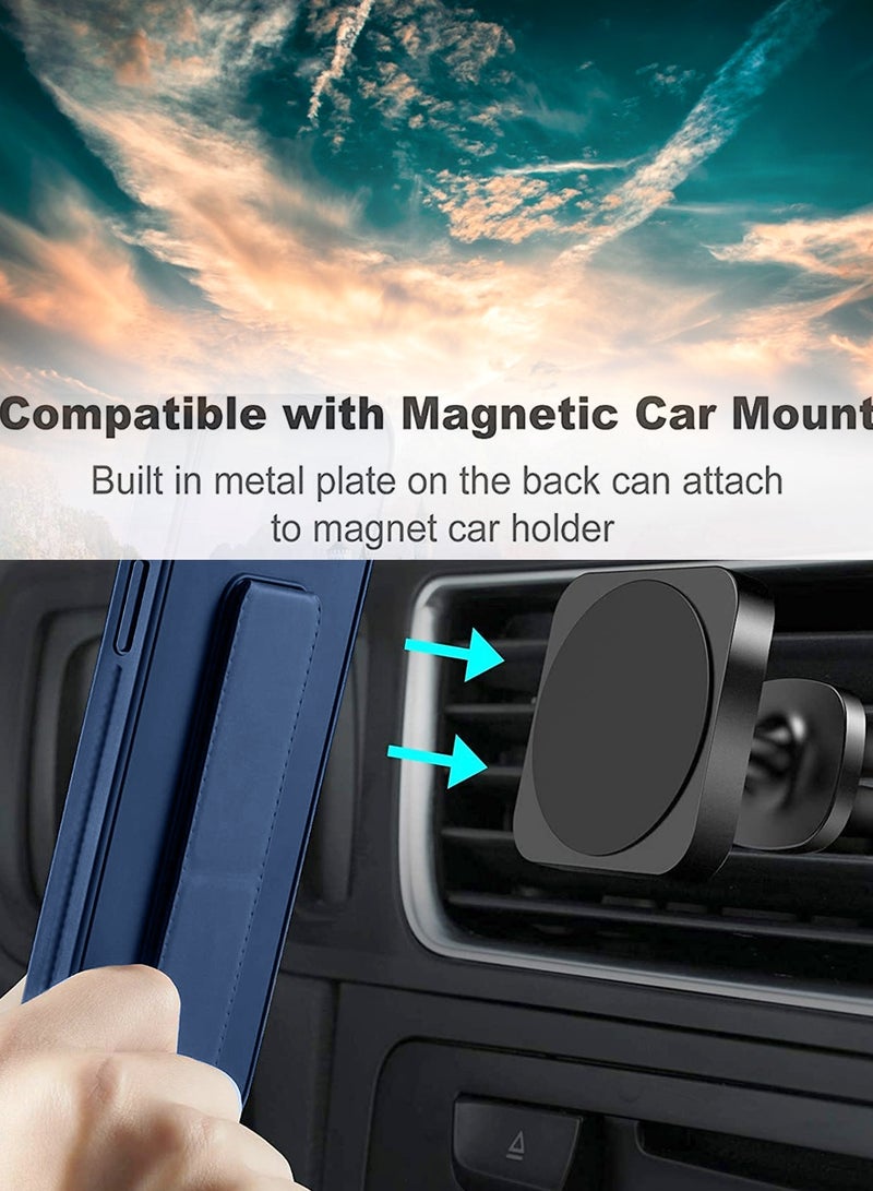 Wtech Hand Grip Foldable Magnetic Kickstand Wrist Strap Finger Grip With Built-in Iron Case Cover For Honor 200 Lite 5G 2024 Navy Blue - Image 3