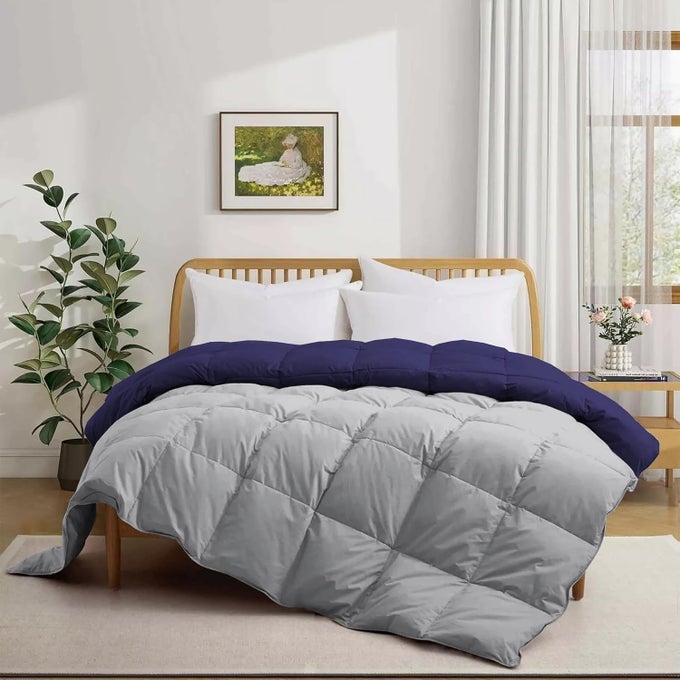 400 GSM WINTER BEDDING COMFORTER FOR SINGLE SIZE 60X90 REVERSIBLE RESTFUL SLEEP SOFT MICROFIBER SINGLE SIZE COMFORTERQUILTDUVETBLANKET SINGLE SIZE NAVY BLUESILVER GREY