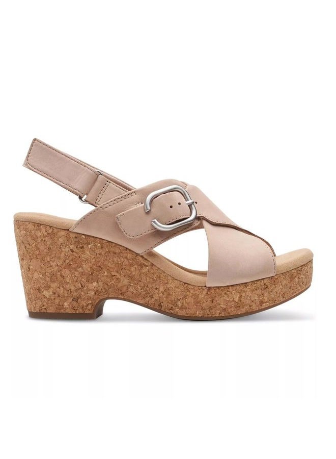 clarks Women's Giselle Dove Wedge Sandal, Sand Nubuck, 9.5 - Image 2