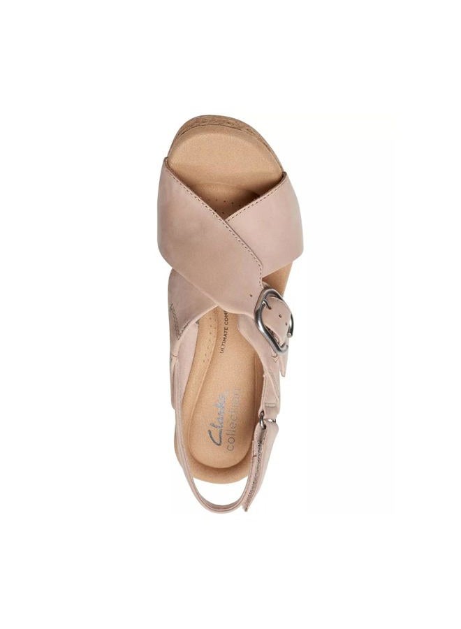 clarks Women's Giselle Dove Wedge Sandal, Sand Nubuck, 9.5 - Image 3