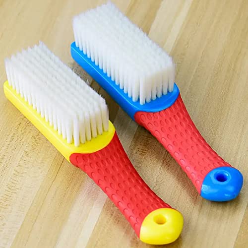 AKRIZA Pack of 2 Eco-Friendly Multipurpose Nano Soft Hair Brush for Clothes, Bathroom, Sink Cleaning - Plastic Shoe Cleaning Accessories (Yellow & Blue) - Image 1