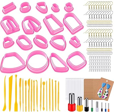 Yayatty Yayatty 400 PCS Polymer Clay Cutters Set, 18 Shapes Clay Earring Cutters with Earrings Accessories, Clay Pattern  - Image 1
