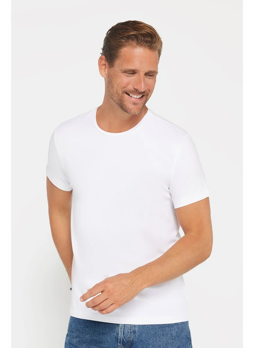 Tudors Slim Fit Narrow Cut Crew Neck Plain Basic Short Sleeve T-Shirt