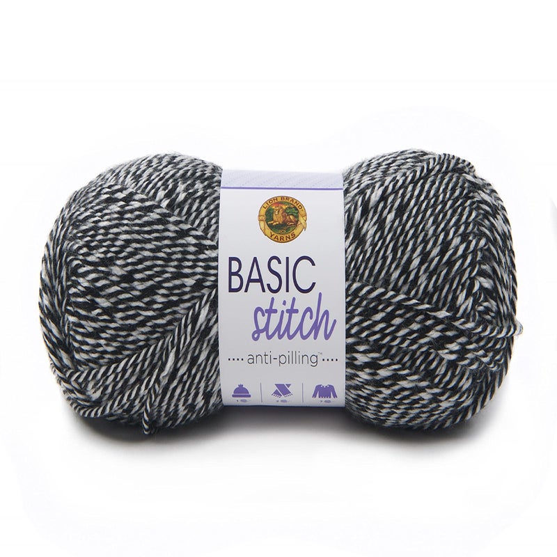 Lion Brand Yarn 202-600 Basic Stitch Anti Pilling Yarn, Black/White (202-600) - Image 1