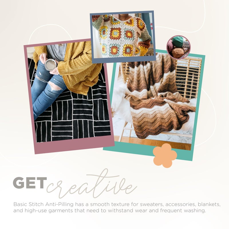 Lion Brand Yarn 202-600 Basic Stitch Anti Pilling Yarn, Black/White (202-600) - Image 5