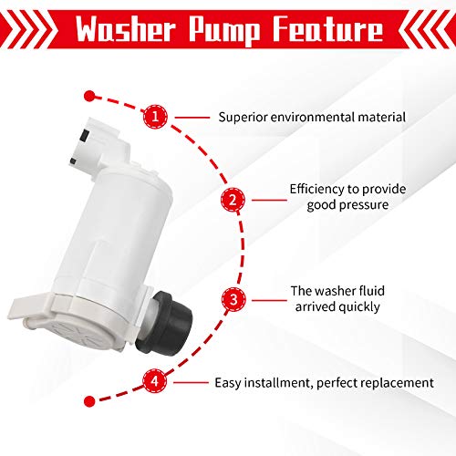 OTUAYAUTO Windshield Washer Pump - Replacement for Nissan Pathfinder, Altima, Frontier, Maxima, Xterra | Infiniti FX35 FX45 Factory OE Style with Grommet 28920-3Z000 - Image 5