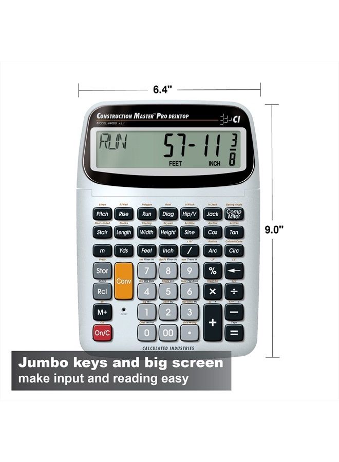 Calculated Industries 44080 Construction Master Pro-Desktop Advanced Construction Math Feet-Inch-Fraction Calculator with Trig Tool for Architects, Estimators, Contractors, Builders and Remodelers - Image 3