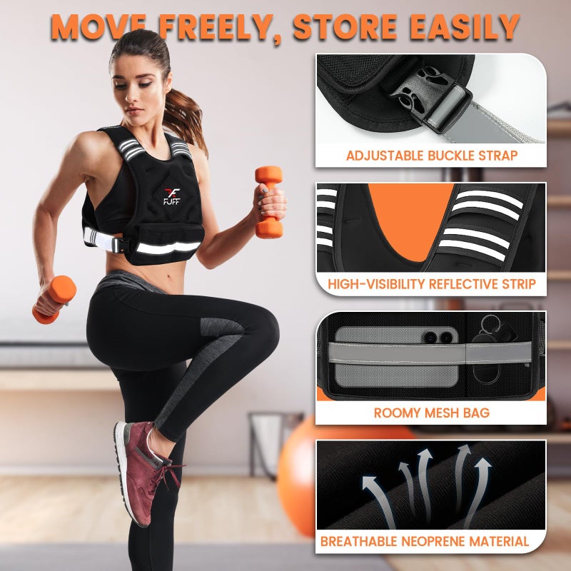FUFF Weighted Vest Woman, 4-10 Lb Adjustable Weight Vest for Women Men, Female Strength Training Body Vest for Walking Exercise Running Workout - Image 2