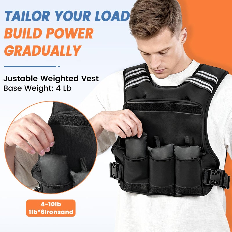 FUFF Weighted Vest Woman, 4-10 Lb Adjustable Weight Vest for Women Men, Female Strength Training Body Vest for Walking Exercise Running Workout - Image 4