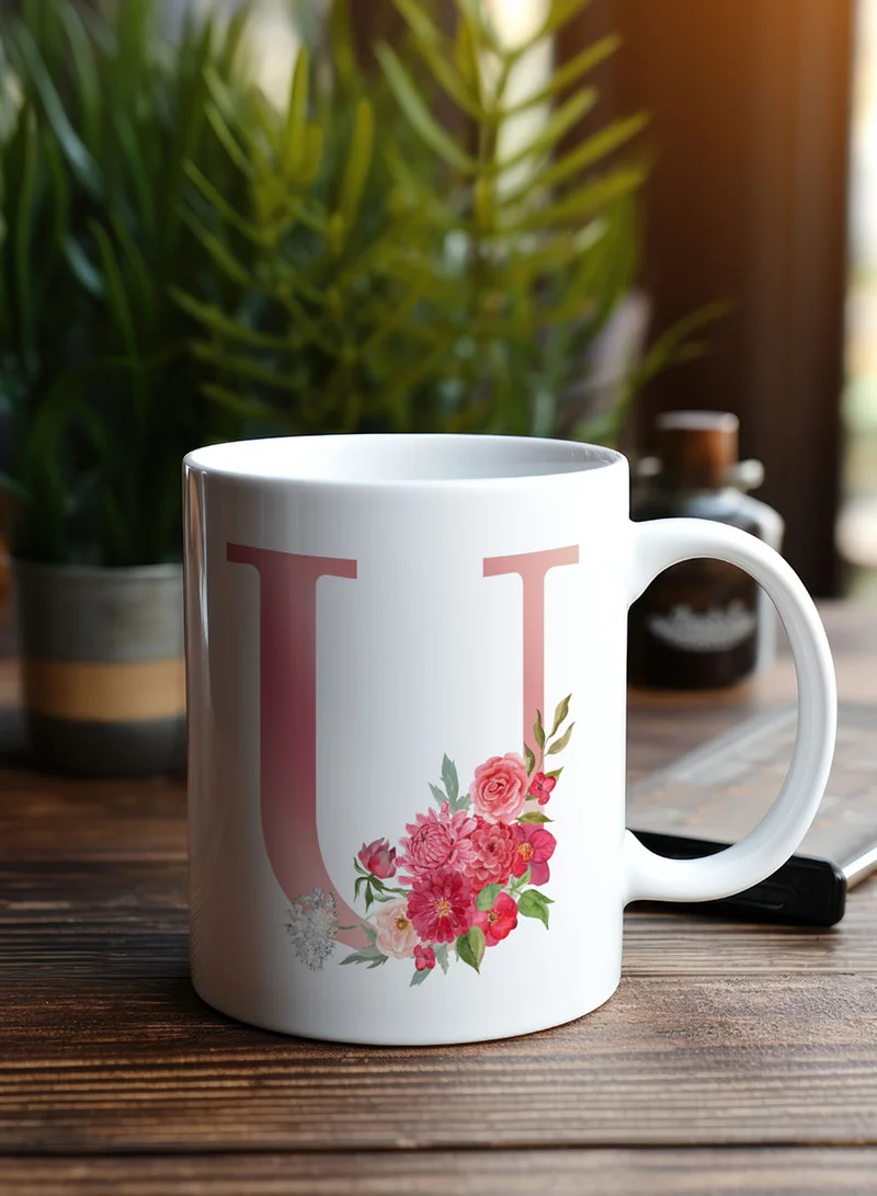 لوحة كوب سيراميك  أونصة بتصميم حرف  على الجانبين