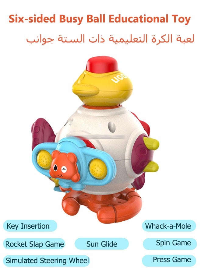 Infant Busy Ball Early Education Toy,Montessori Sensory Toys For Toddlers 1-3,Busy Activity Cube Toys, Baby Toy Ball, Six Ways To Play,Baby Birthday Gift, Boy And Girl Education And Learning Toy - Image 1