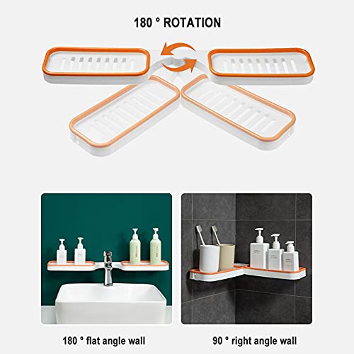 HomesWorld HomesWorld My Multifunctional Wall Mounted Corner Organizer 180 Degree Rotating Storage Rack Household Bathroom Storage Rack Multicolor Pack of 1 2 Adhesive Stickers  - Image 3