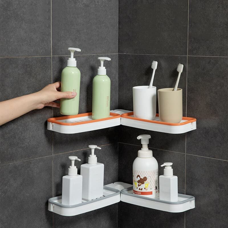 HomesWorld HomesWorld My Multifunctional Wall Mounted Corner Organizer 180 Degree Rotating Storage Rack Household Bathroom Storage Rack Multicolor Pack of 1 2 Adhesive Stickers  - Image 1