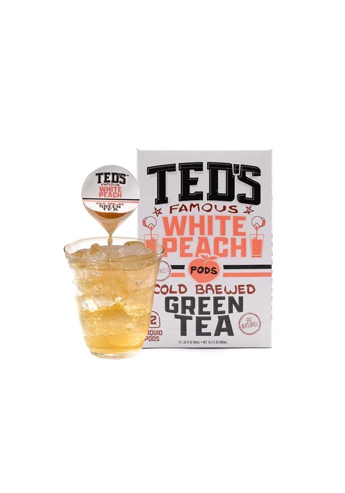 Java House Teds Tea by Java House  Single Serve Liquid Concentrate Pods  Peel and Pour  White Peach Green Tea  Pack of 12 - Image 1