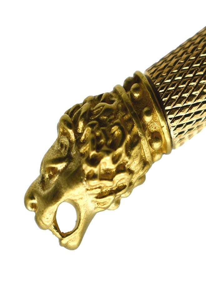 Lopenle Solid Brass Pens Heavy Lion Head Pens Vintage Brass Metal Cartoon Pen Gold Signature Pen with 12 PCS Refills For Office Accessory Corporates Gifts Charistmas - Image 4