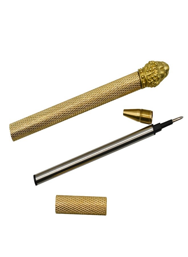 Lopenle Solid Brass Pens Heavy Lion Head Pens Vintage Brass Metal Cartoon Pen Gold Signature Pen with 12 PCS Refills For Office Accessory Corporates Gifts Charistmas - Image 3