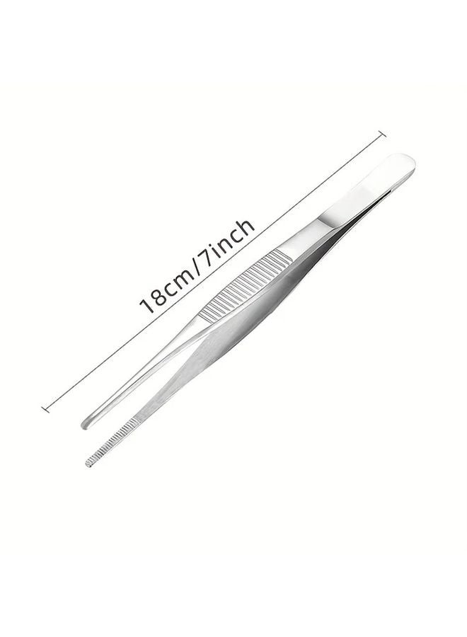 7 09 Inch Straight Stainless Steel Precision Tweezers With Non Slip Grip For DIY Home Repairs - Image 1