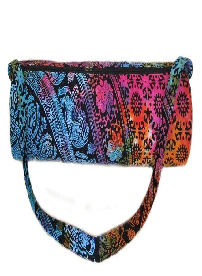 CRAFT KALA Indian Mandala Handmade Cotton Hand Full-Zip Exercise Yoga Mat Carry Bag Gym Beach Pilates Carrier Bags Hippie Mandala Indian Cotton Bag (Half Multi Elephant) - Image 4