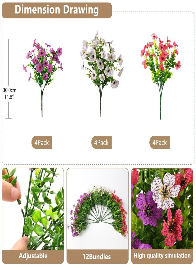 ZFProcess Artificial Faux Plants Flowers Outdoor Spring Summer Decoration, 12 Bundles Fake Silk Colorful Daisy Flowers Look Real UV Resistant No Fade for Garden Porch Window Box Pot Planters Decor - Image 3