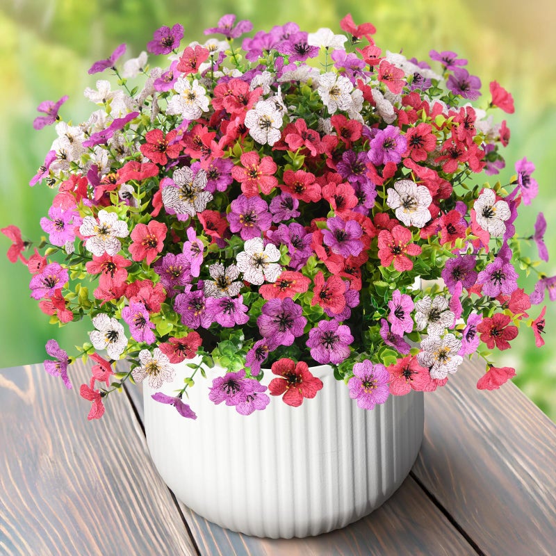 ZFProcess Artificial Faux Plants Flowers Outdoor Spring Summer Decoration, 12 Bundles Fake Silk Colorful Daisy Flowers Look Real UV Resistant No Fade for Garden Porch Window Box Pot Planters Decor - Image 1