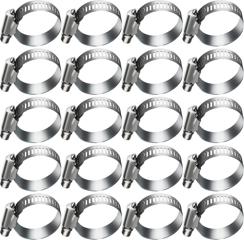 Juasky 20pcs Adjustable Worm Gear Hose Clamp Stainless Steel Pipe Clamps, 1-4/5"-2-3/4" (46-70mm) Tube Clamp Tool for Water Pipe, Plumbing, Fuel Line,Intercooler - Image 1