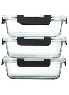 Uwals [3-Pack,1040ML] Glass Meal Prep Containers,  Lunch Box, Glass Food Storage Containers,Airtight Glass Lunch Containers with Lids - Microwave, Freezer and Dishwasher  - Image 1