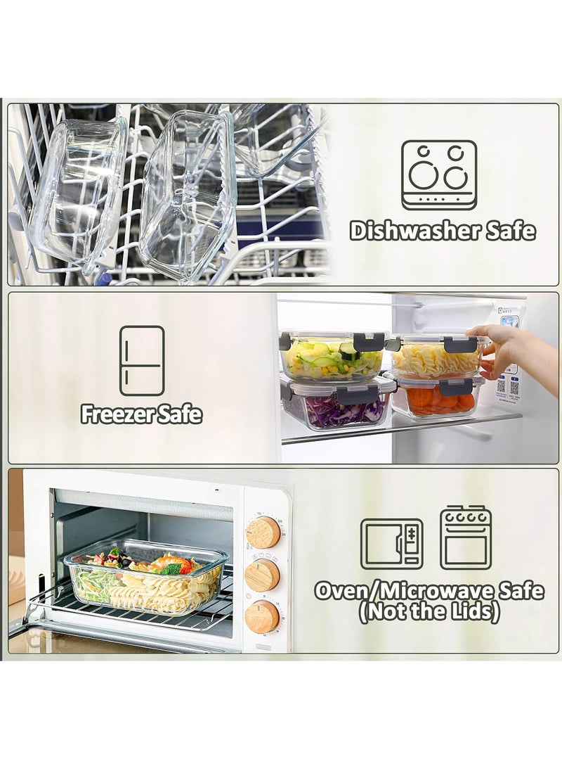 Uwals [3-Pack,1040ML] Glass Meal Prep Containers,  Lunch Box, Glass Food Storage Containers,Airtight Glass Lunch Containers with Lids - Microwave, Freezer and Dishwasher  - Image 4