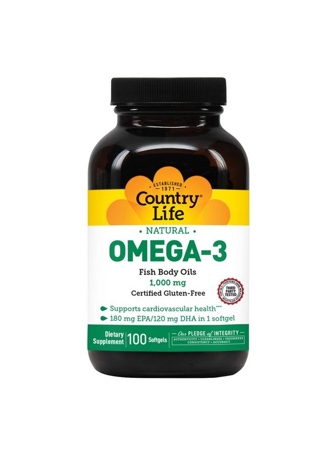 Country Life Omega 3 1000Mg Epa Dha Fish Oil One Softgel Per Day 100 Softgels Certified By Gluten Free  - Image 2