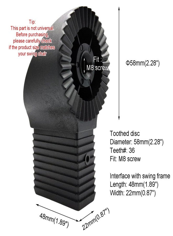 Timyrimy Frame Mounted Connector for Mainstays Oversized Double Zero Gravity Swing, 2.28" Gear with 36 Teeth(1PCS/CTN) - Image 2