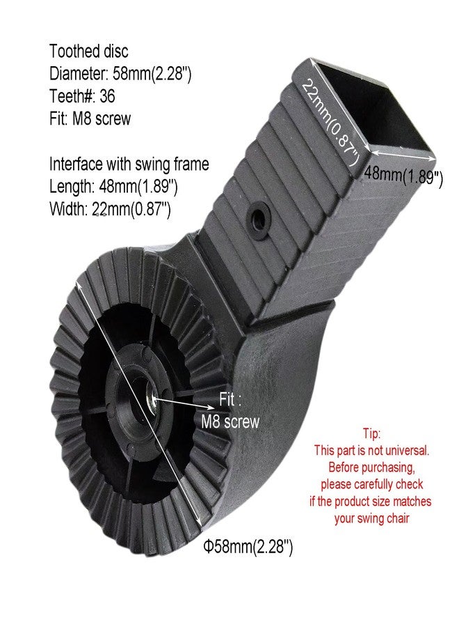 Timyrimy Frame Mounted Connector for Mainstays Oversized Double Zero Gravity Swing, 2.28" Gear with 36 Teeth(1PCS/CTN) - Image 3