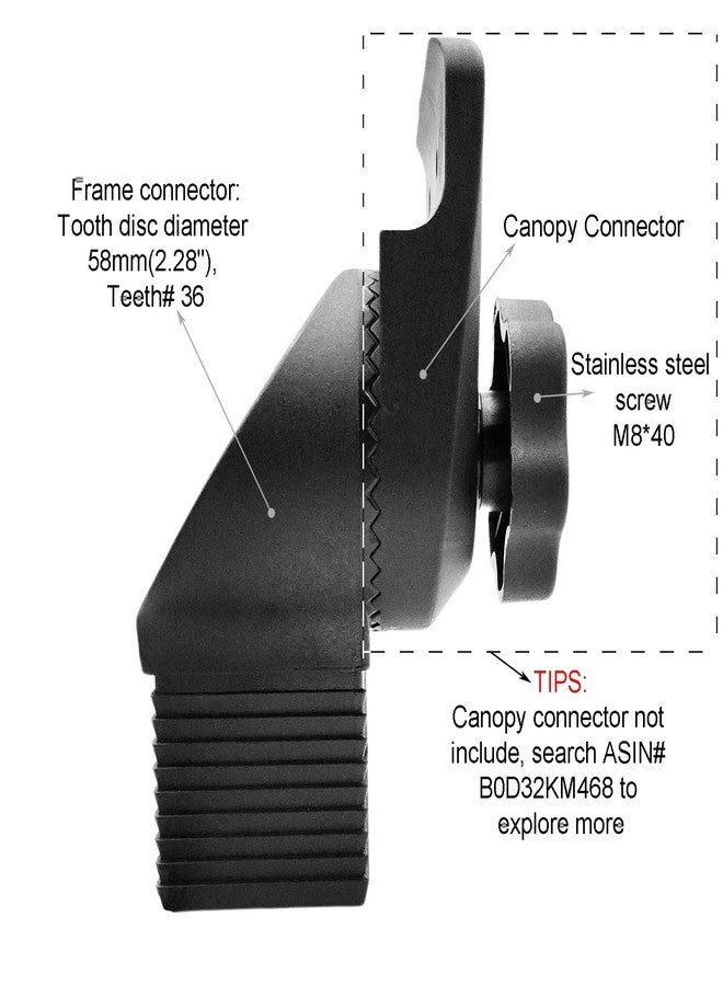 Timyrimy Frame Mounted Connector for Mainstays Oversized Double Zero Gravity Swing, 2.28" Gear with 36 Teeth(1PCS/CTN) - Image 4