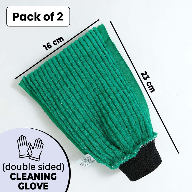 Kuber Industries Kuber Industries Chenille Dry Mitt Gloves | Multi-Purpose Gloves for Kitchen, Home & Laptop Cleaning | Lint & Scratch-Free | Super Absorbent | Dark Green | Efficient and Handy Cleaning Mitts - Image 2